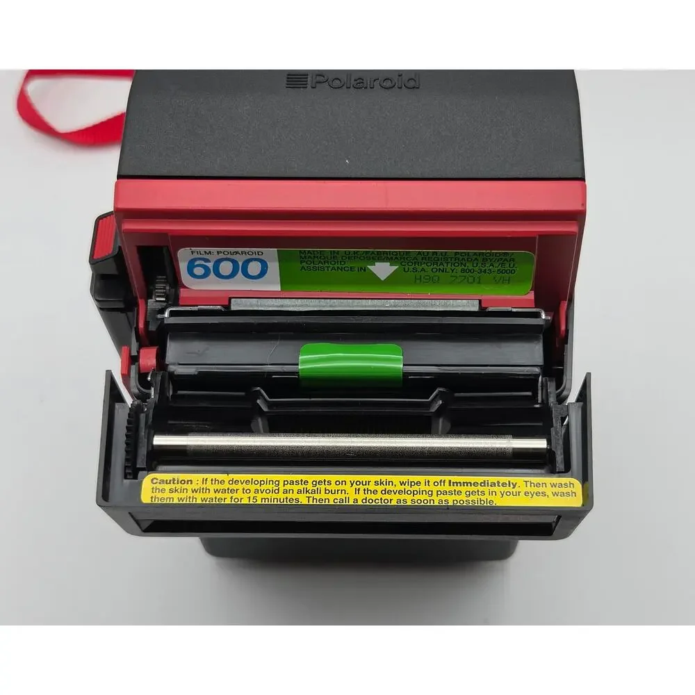 Polaroid Vintage Cool Cam 600 Red And Black Instant Camera With Shoulder Strap